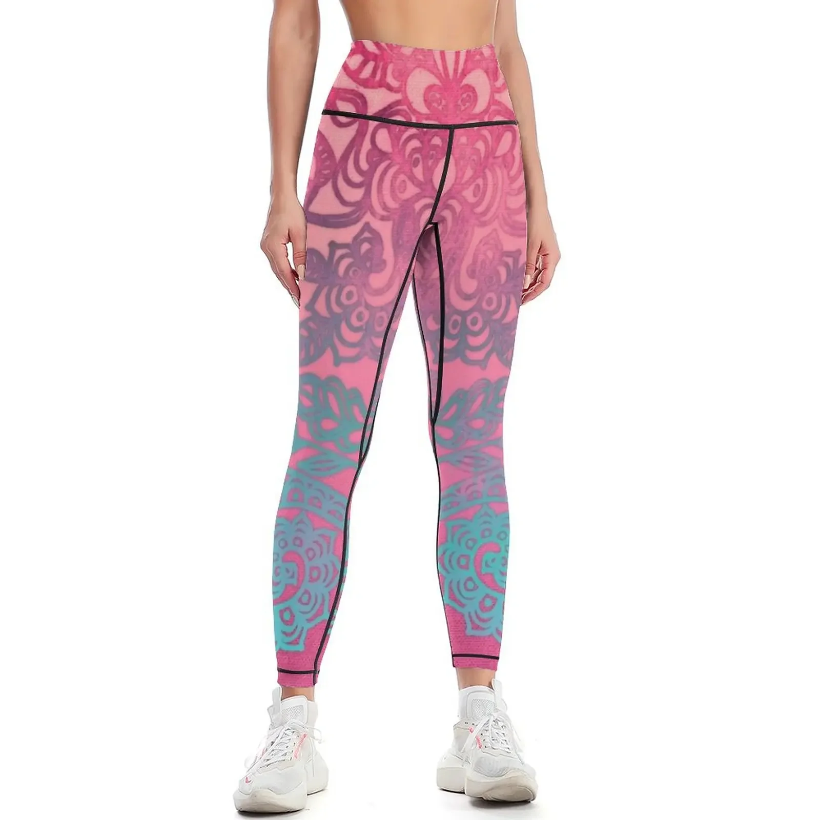 

Ombre Folk Art Doodle Leggings sports shirts gym sport pants sport legging flared Womens Leggings