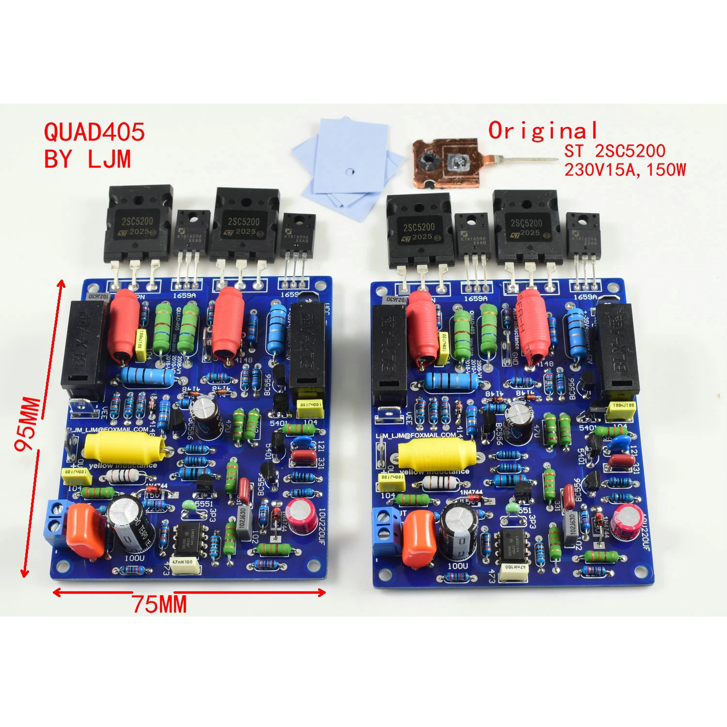 

2pcs LJM QUAD405 Audio Power Amplifier Board 100W*2 stereo audio Amplifier DIY KIT Assembled board