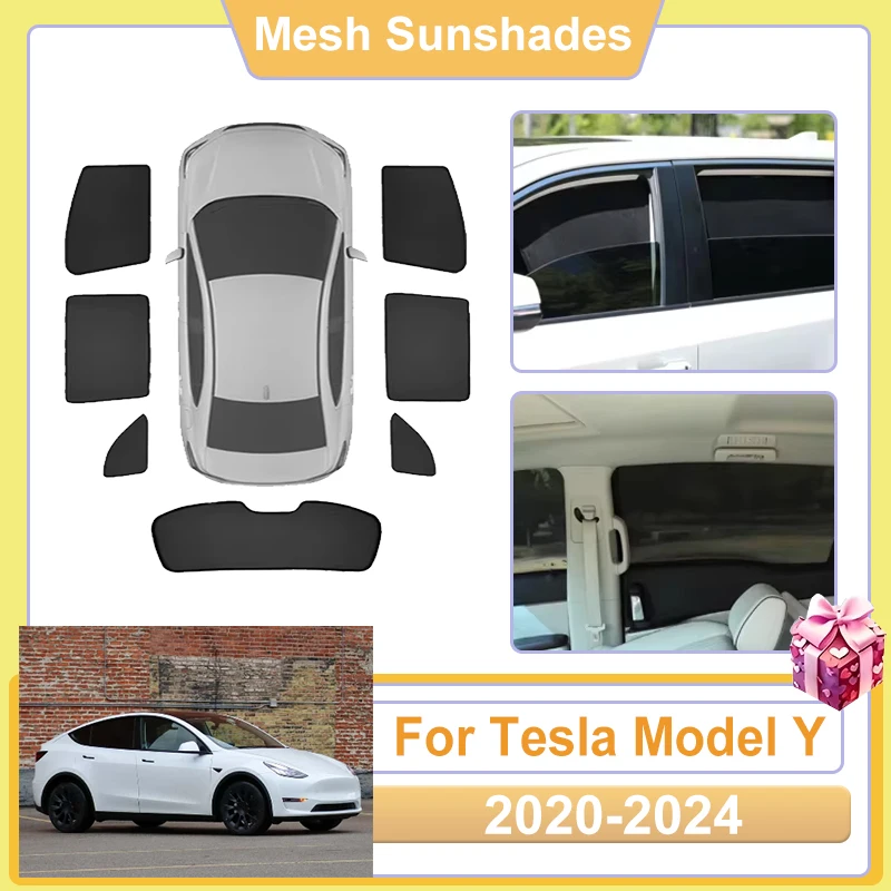 

For Tesla Model Y Accessories 2020-2024 Older Model Car Window Sun Shade Mesh Cover Anti UV Visors Heat light Shield Parasol Net
