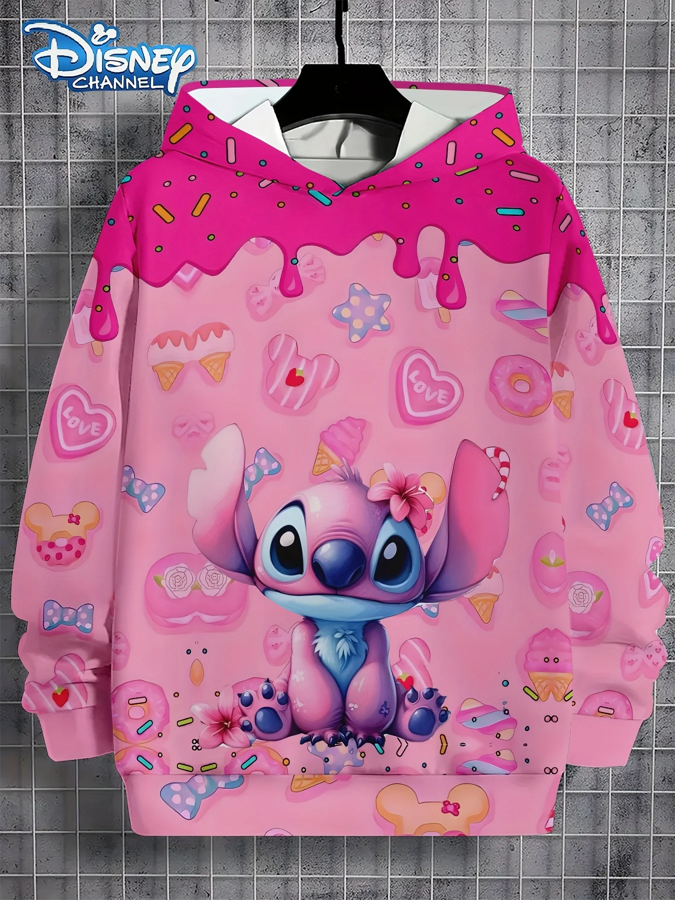 

Disney authorized Stitch boys and girls cute Halloween casual hooded sweater autumn and winter cartoon 3D printed hooded