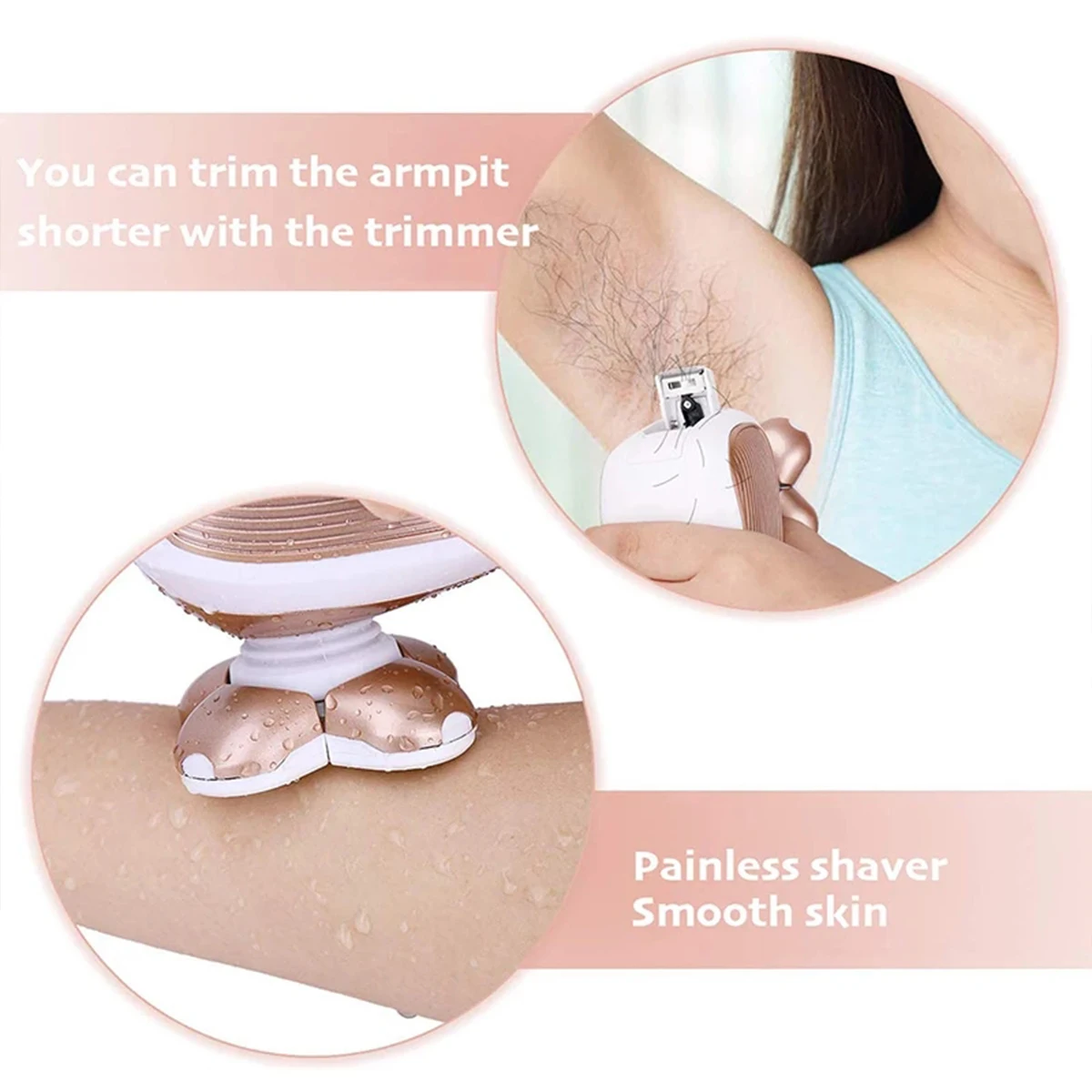 Portable Electric Body Shaver Epilator Women Full Body Waterproof Dual-purpose for Wet Use Four Headshair Removal Devices