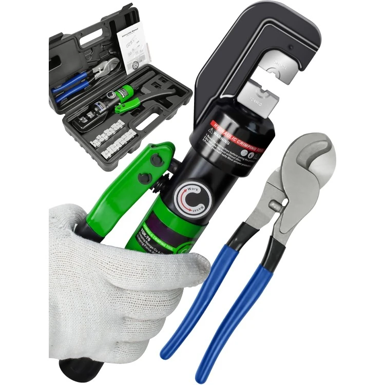 

AMZCNC Hydraulic Cable Lug Crimper 8 US TON 12 AWG to 00 (2/0) Electrical Terminal Cable Wire Tool Kit with 9 Die (Crimping Tool