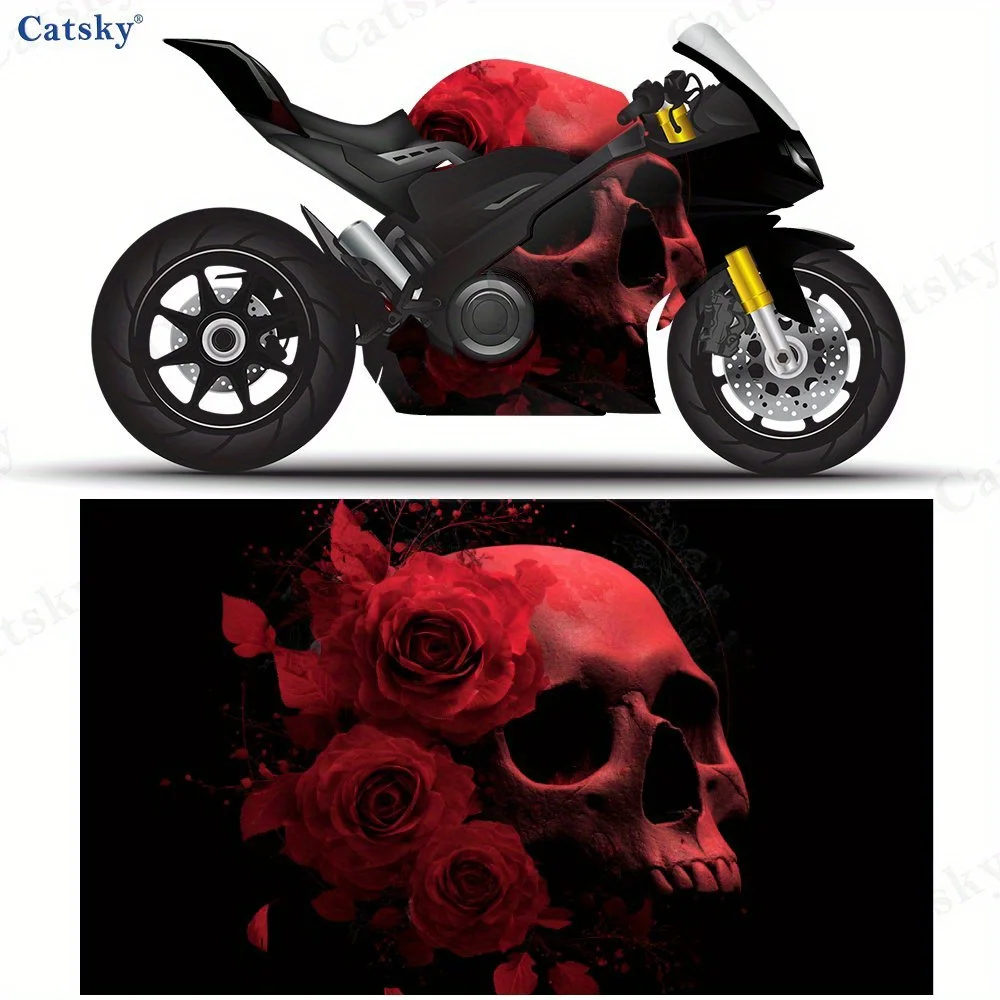 

Gothic Skull with Rose Motorcycle films PVC films for motorcycle customization durable adhesive stickers