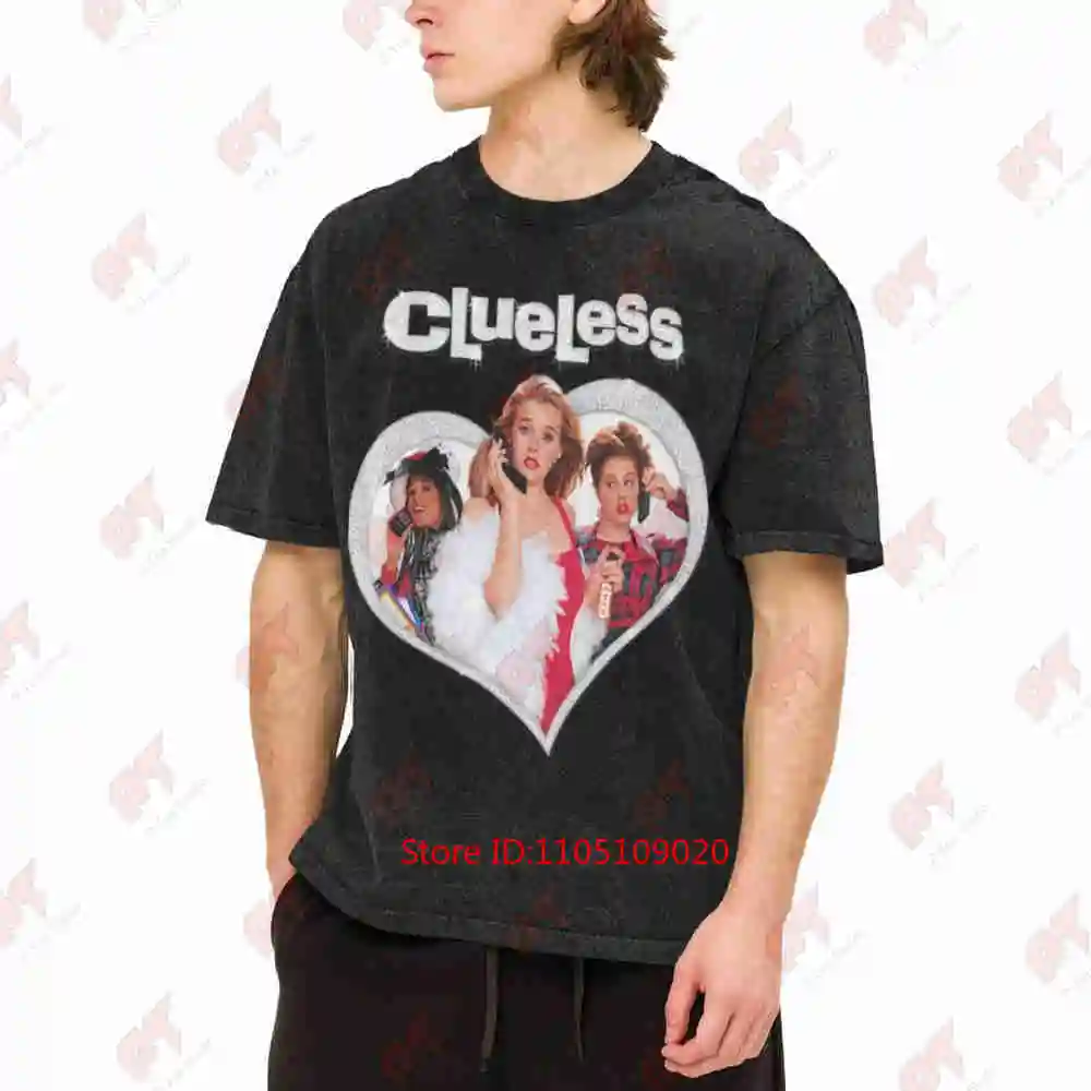 Clueless Bling Heart Vintage Washed Tee Pure Cotton T-Shirt