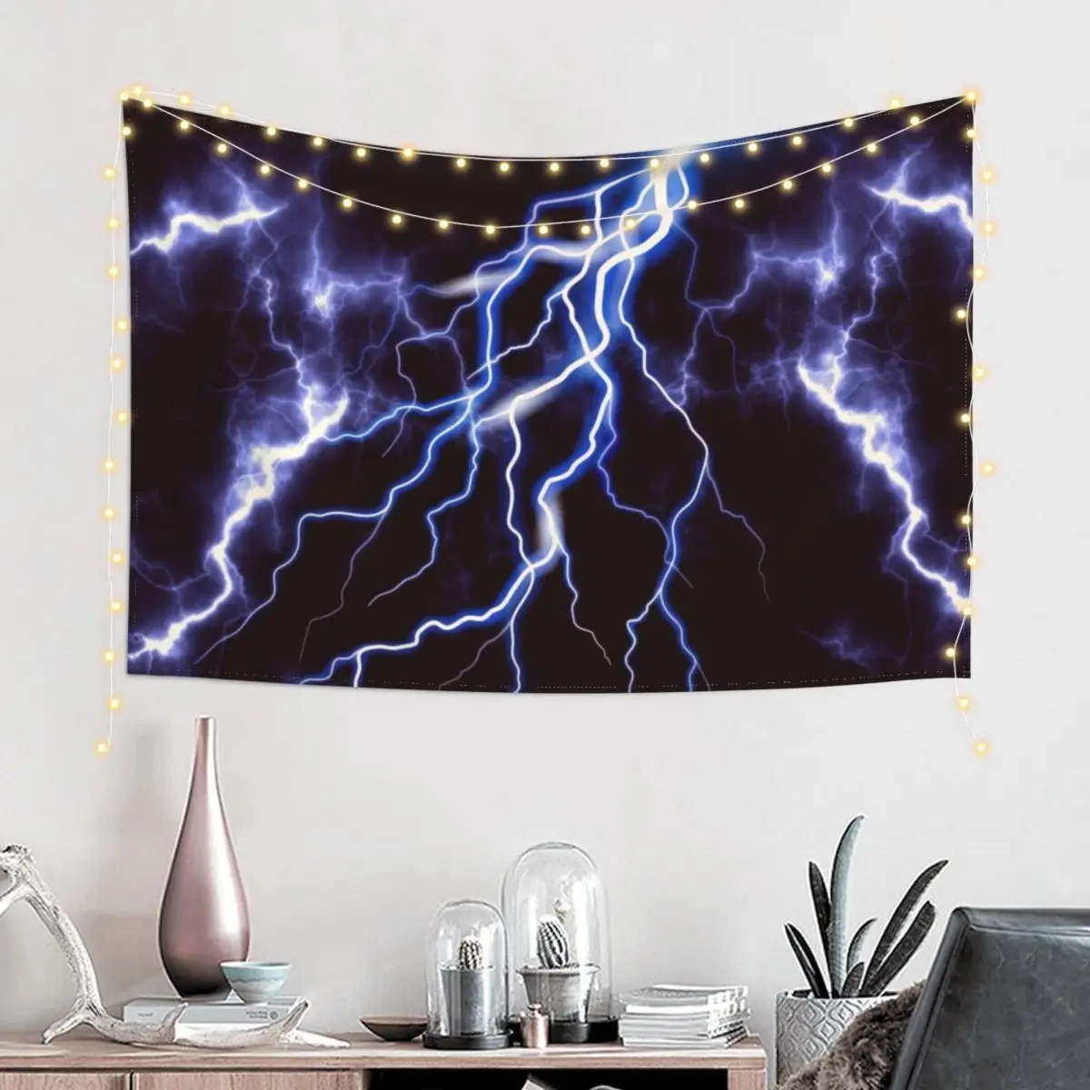 

Blue Thunder Colorful Lightning graphic Tapestry Aesthetic Decoration Decoration For Home Wall Art Tapestry