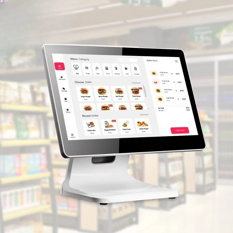 Anti-Scratch 15.6 Inch Main Screen POS System All in One 10-Point Multi-Touch POS Cash Register