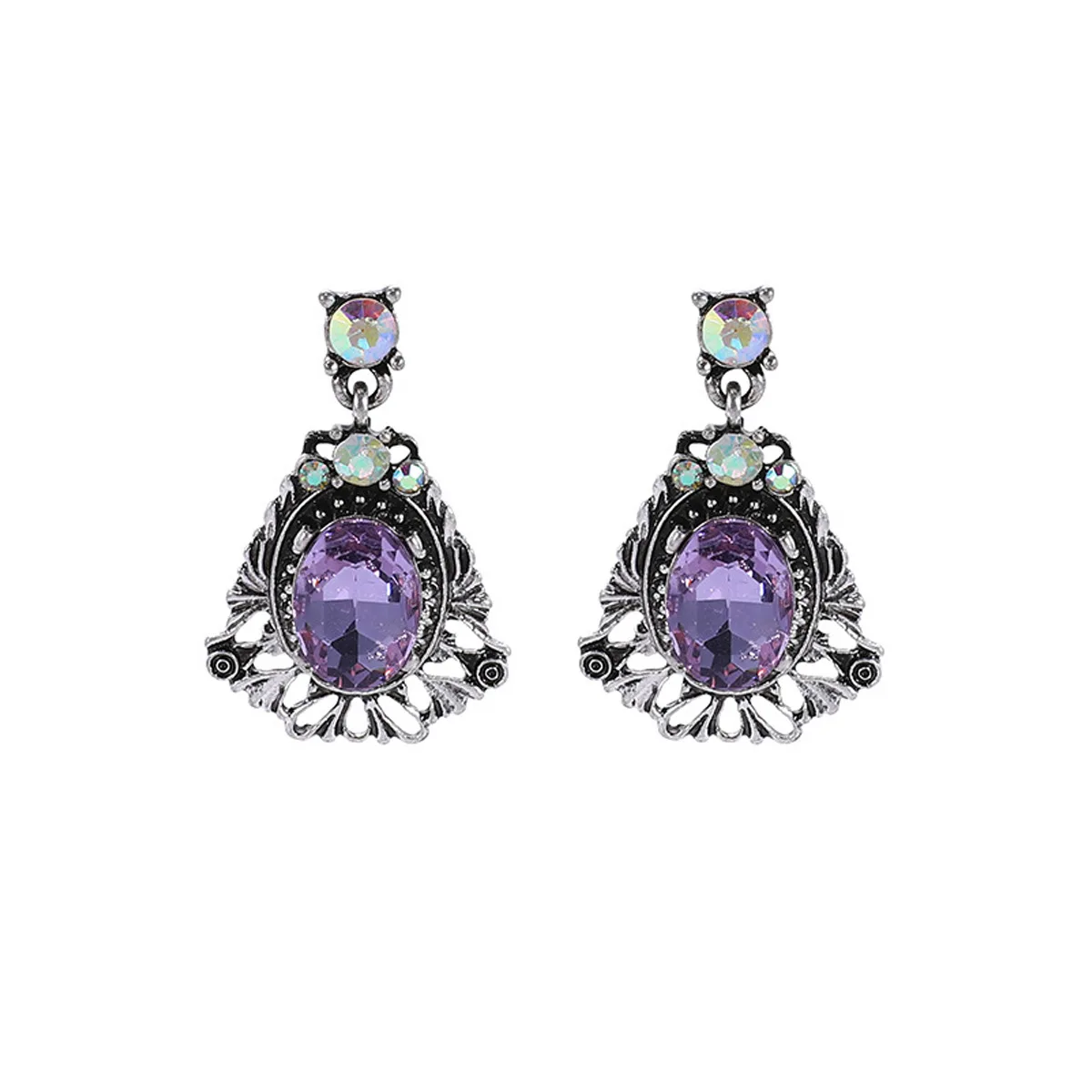Heavy industry personality exaggerated super flash gold rhinestone earrings retro ethnic style earrings jewelry wholesale