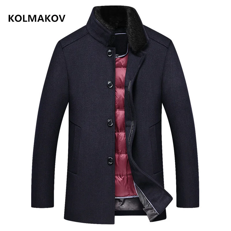 

2024 new arrival winter white duck down liner thicken woolen trench coat men,wool ,mens wool warm jackets full size L-4XL