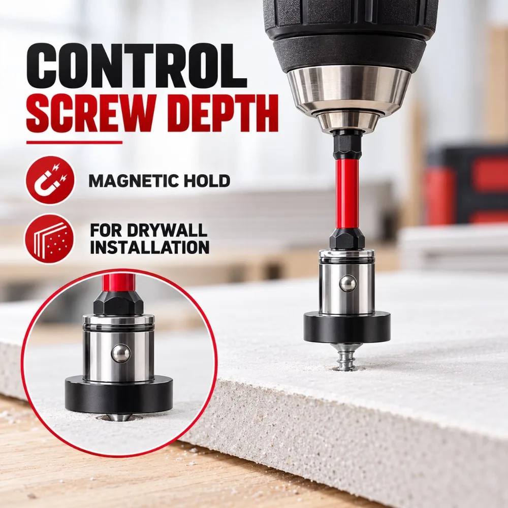 1/2/3/5PCS S2 Magnetic Drywall Screw Setter Bit Depth Stop Locator for Electric Drill Plasterboard Installation Tools
