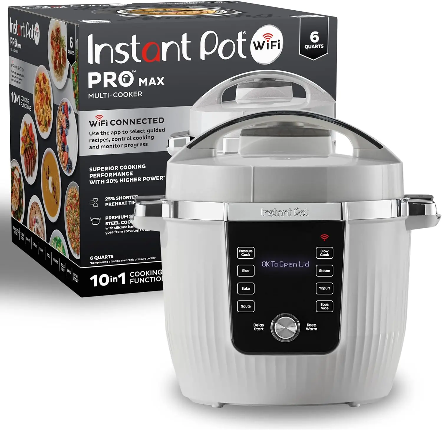 

Smart 10-in-1 Pressure Cooker with App, 6 Quart - Fast Cooking, Steamer, Rice Maker & More