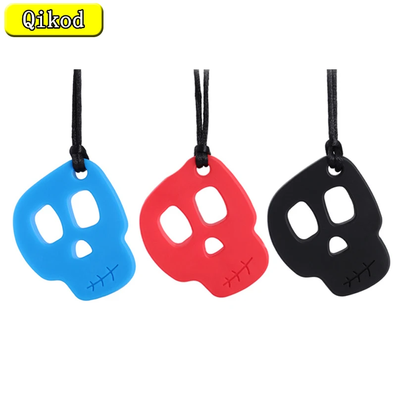 Collar de silicona para bebé, mordedor de Calavera, juguete Chewelry sensorial, herramienta de terapia de autismo, necesidades especiales, TDAH,