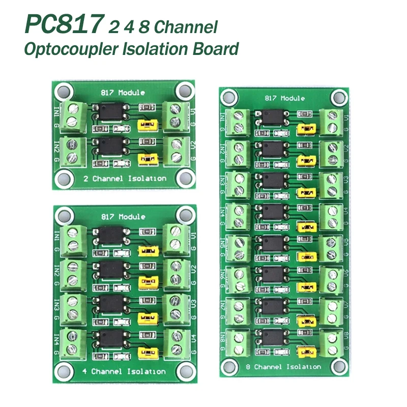 PC817 2 4 8 Channel Optocoupler Isolation Board Voltage Converter Adapter Module 3.6-30V Driver Photoelectric Isolated Module