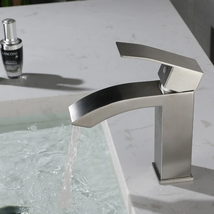 

Смеситель для раковины из нержавеющей стали 304 с эффектом водопада, для горячей и холодной воды, матовый, для ванной комнаты, бытовой