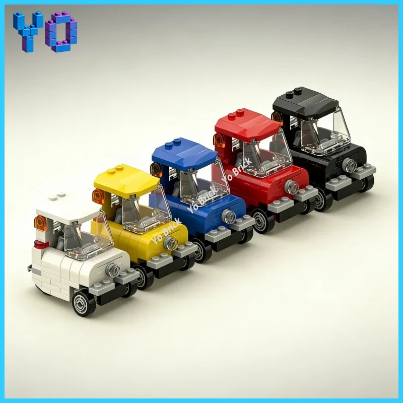 5 Wide Retro Tiny Car MOC Building Set, Compact Vintage Vehicle Model for Hobby Enthusiasts and Showcase