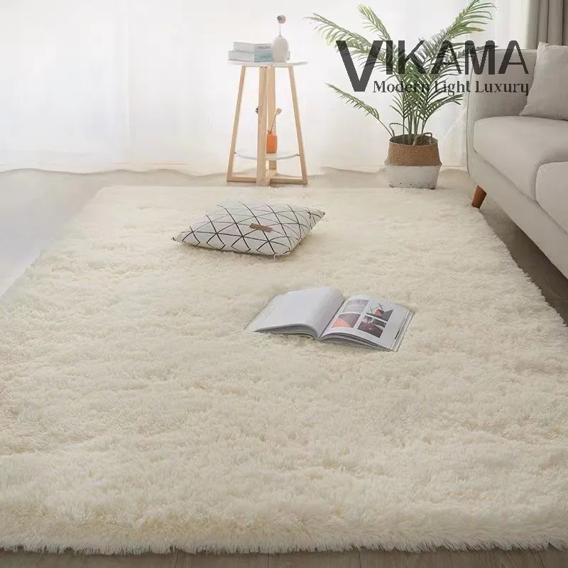 VIKAMA Soft fluffy living room Solid color plush carpet Winter Christmas decoration Cloakroom Bedroom headboard floor mat