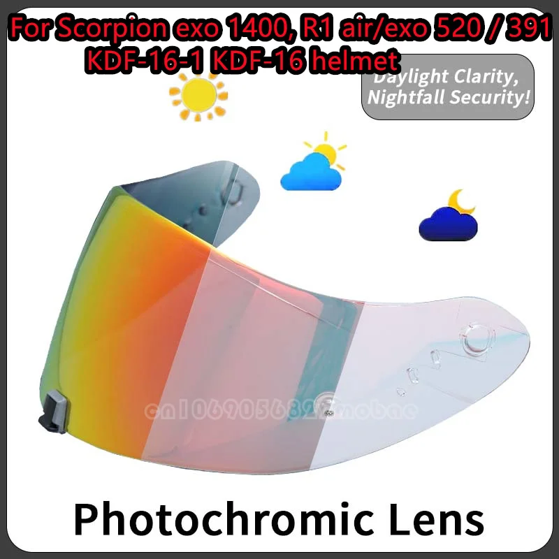 

Photochromic visor For scorpion exo 1400, r1 air& exo 520 exo 391 visors KDF-16-1 helmet Lens Plating Uv Protection Goggles