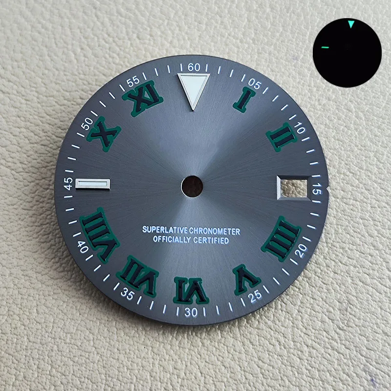 Аксессуары для часов NH, 35 циферблат, циферблат 28,5 мм, зеленый светящийся циферблат для NH, механические аксессуары для часов с механизмом 35/36