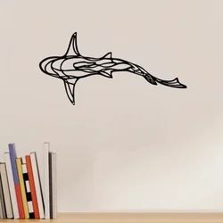 Gorgeous 1pc Minimalist Metal Wall Ornament. Iron Art Minimalist Shark Silhouette. Perfect for Bedroom Wall Decoration.