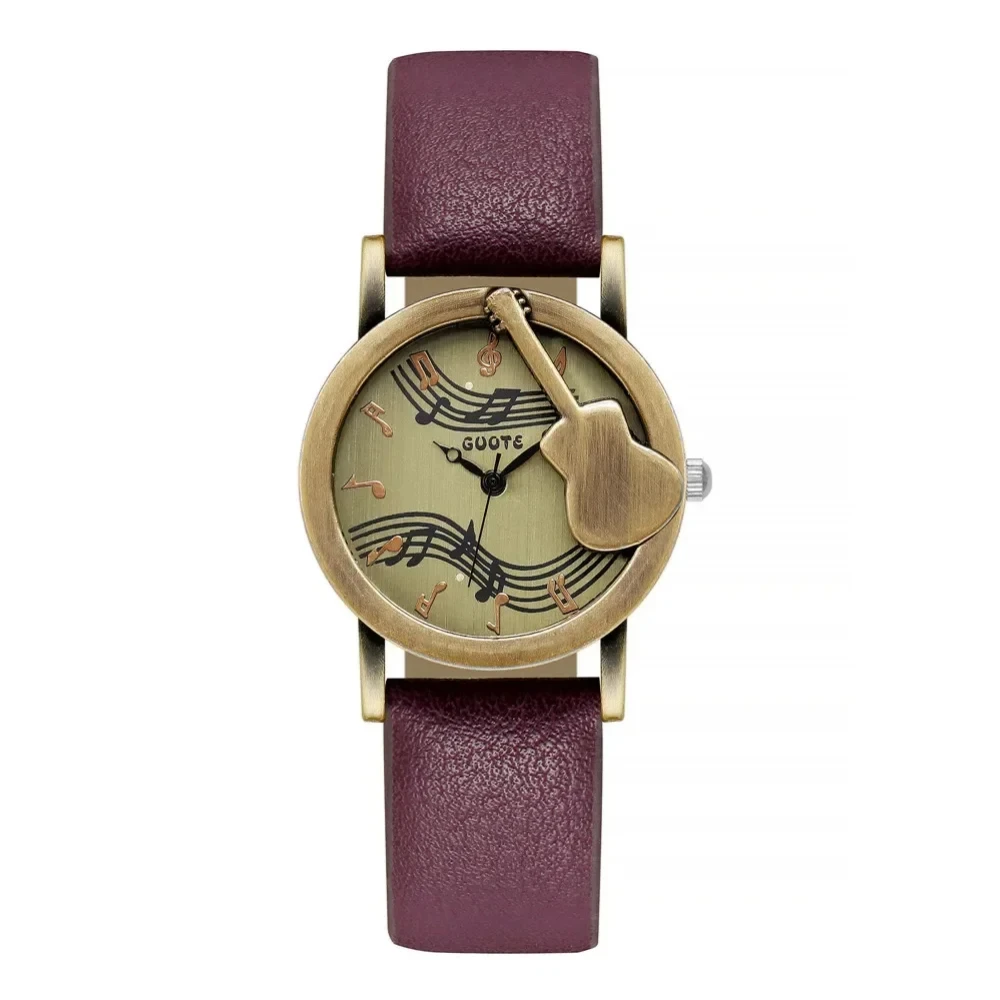 

Женские повседневные часы, винтажные часы в стиле панк с кожаным ремешком, женские часы с музыкальной нотой, кварцевые наручные часы Relojes Para Mujer