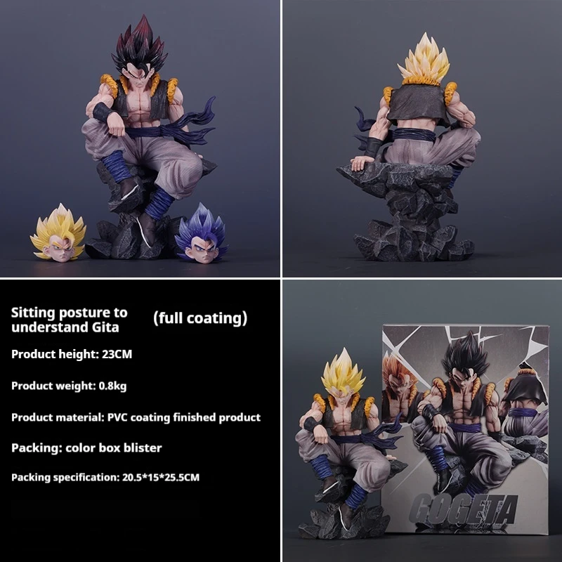 Wink Wujita23cmdragon Ball Three Head Carving Sitting Posture Wujita Handheld Gk Model Play Ornament Car Desktop Decoration Gift