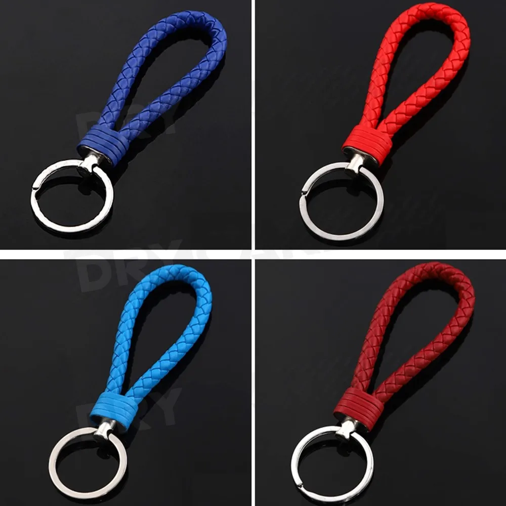 1PC New Unisex Braided Leather Rope Handmade Waven Keychain Leather Key Chain Ring Holder for Car Keyrings Men Women Key Chains