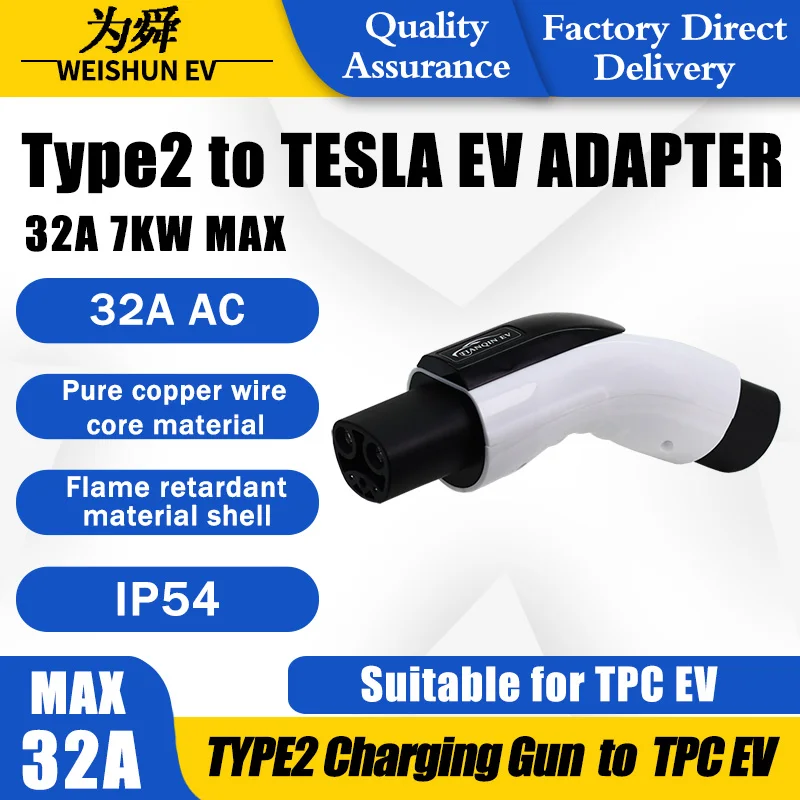 

TYPE2 TO TESLA EV Adapter Electric Vehicle Charger Connecter for 16A/32A TYPE2 Charger TO TESLA Electric Car Adapter
