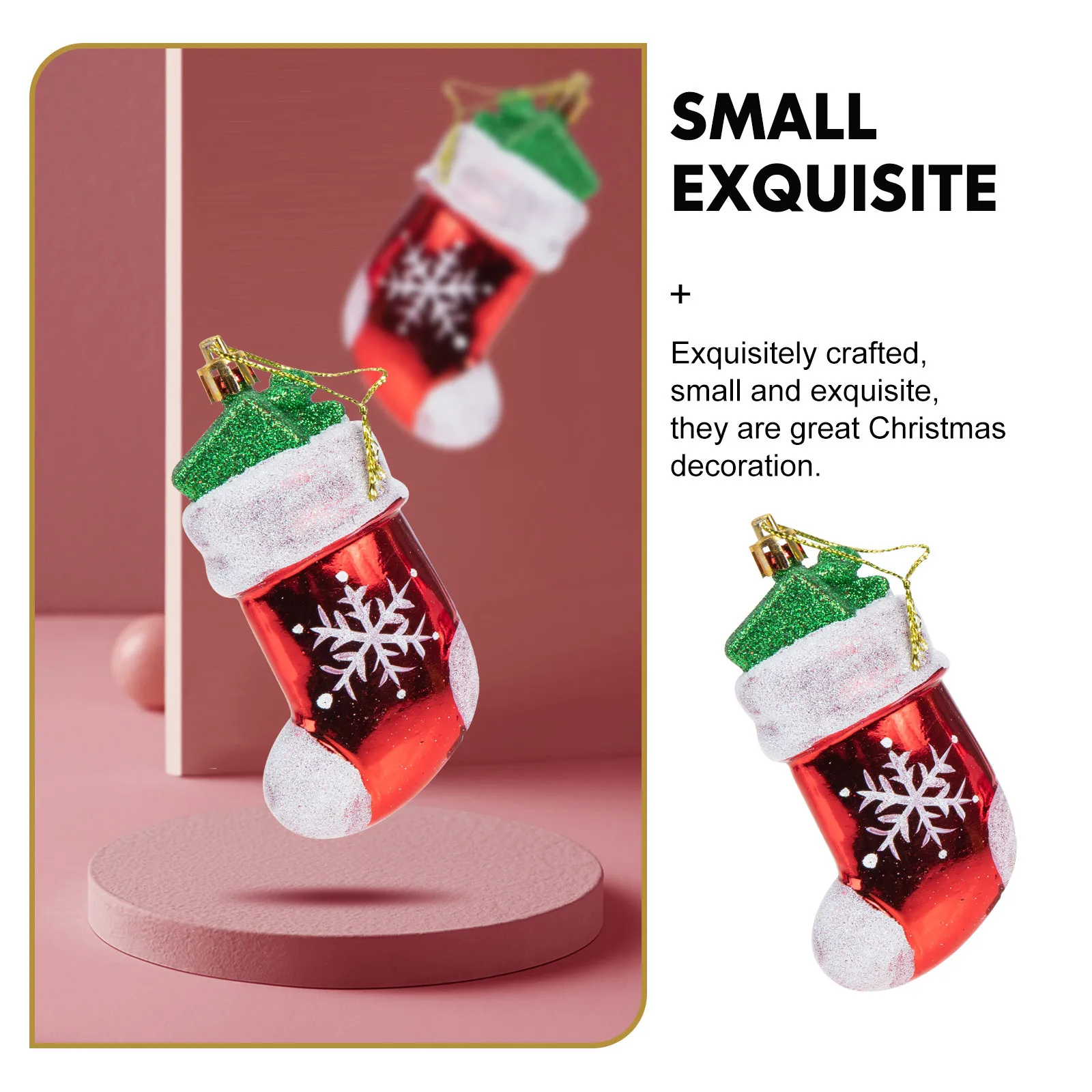 

6pcs Plastic Hanging Ornaments Lovely Small Cartoon Red Xmas Pendants For Christmas Tree Decor Wedding Party Home Bar Shop