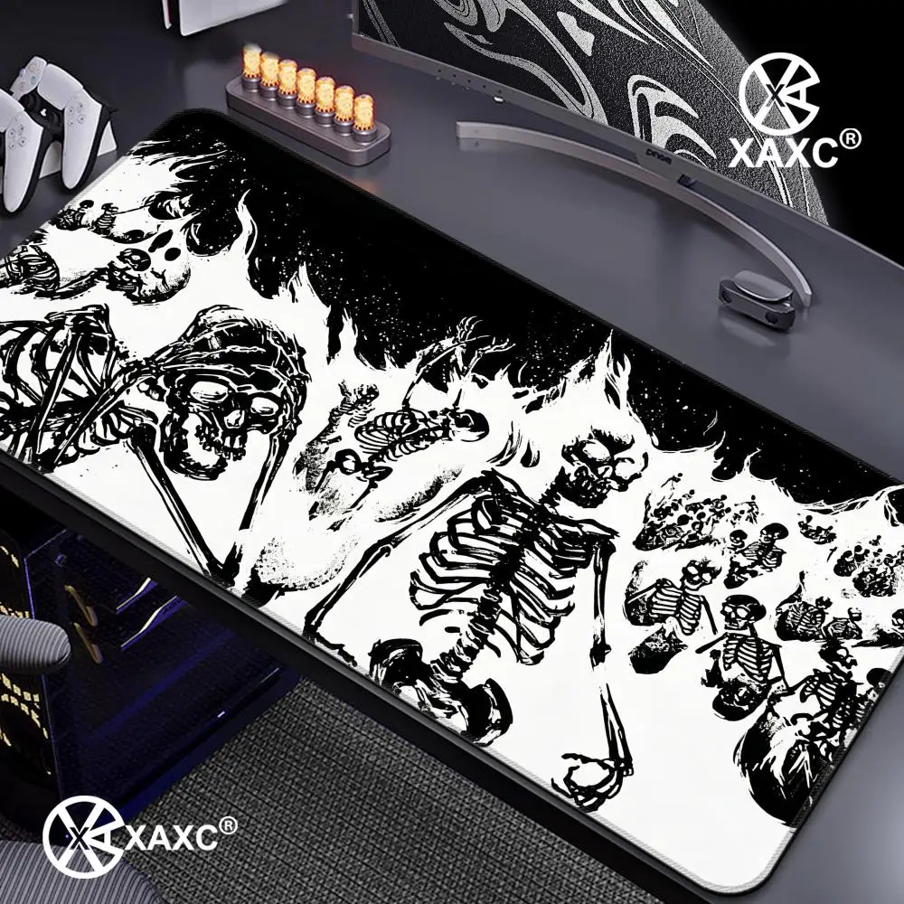 

Skeleton Illustration Mouse Pad Dark Ink Desk Mat Gaming Desk Setup large keyboard mouse desk pad non-slip rubber pad HYBXXC