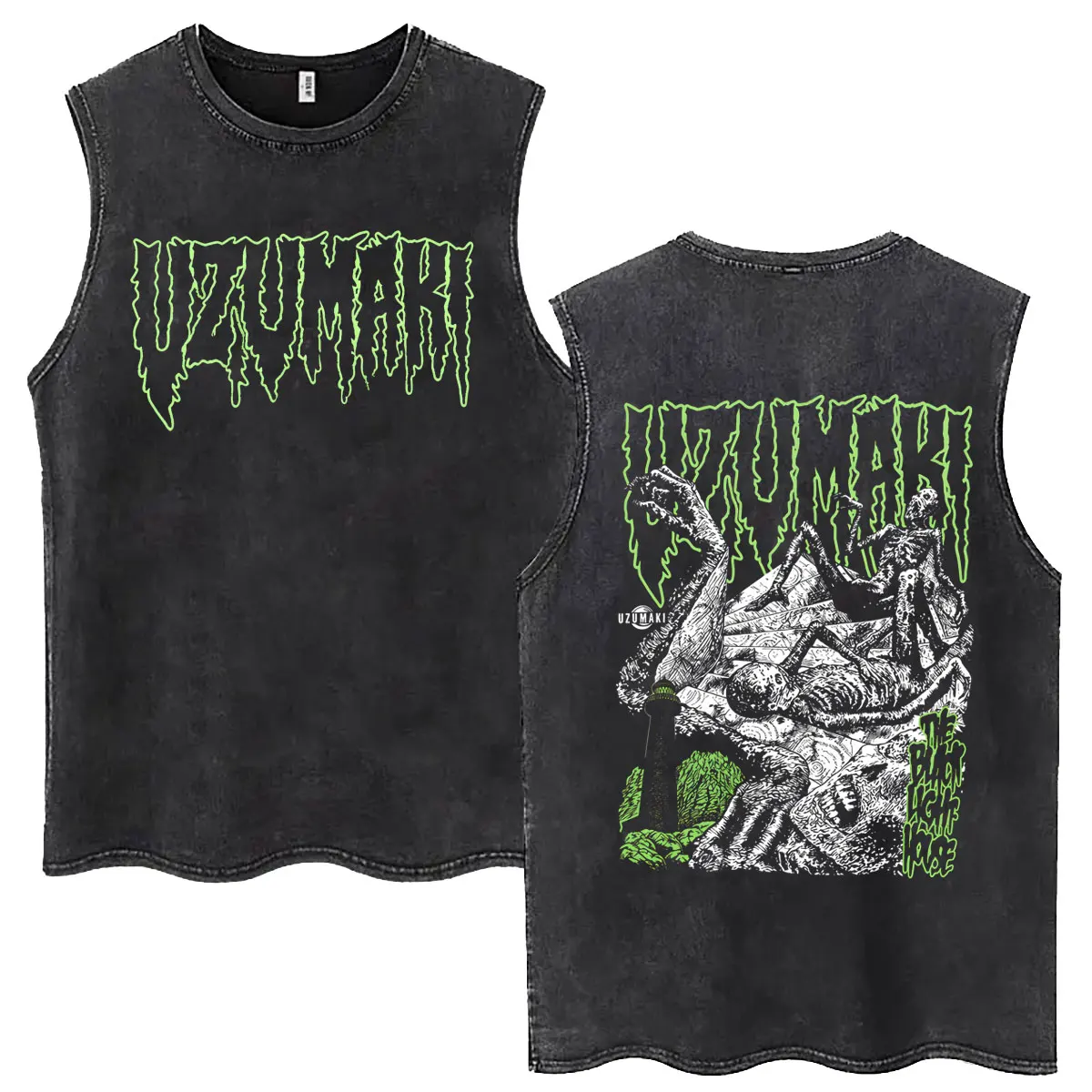 Anime Tomie Junji Ito Vintage Washed Tank Tops Men Women Manga Horror Gothic Streetwear Male Oversized Sleeveless Vest T Shirt