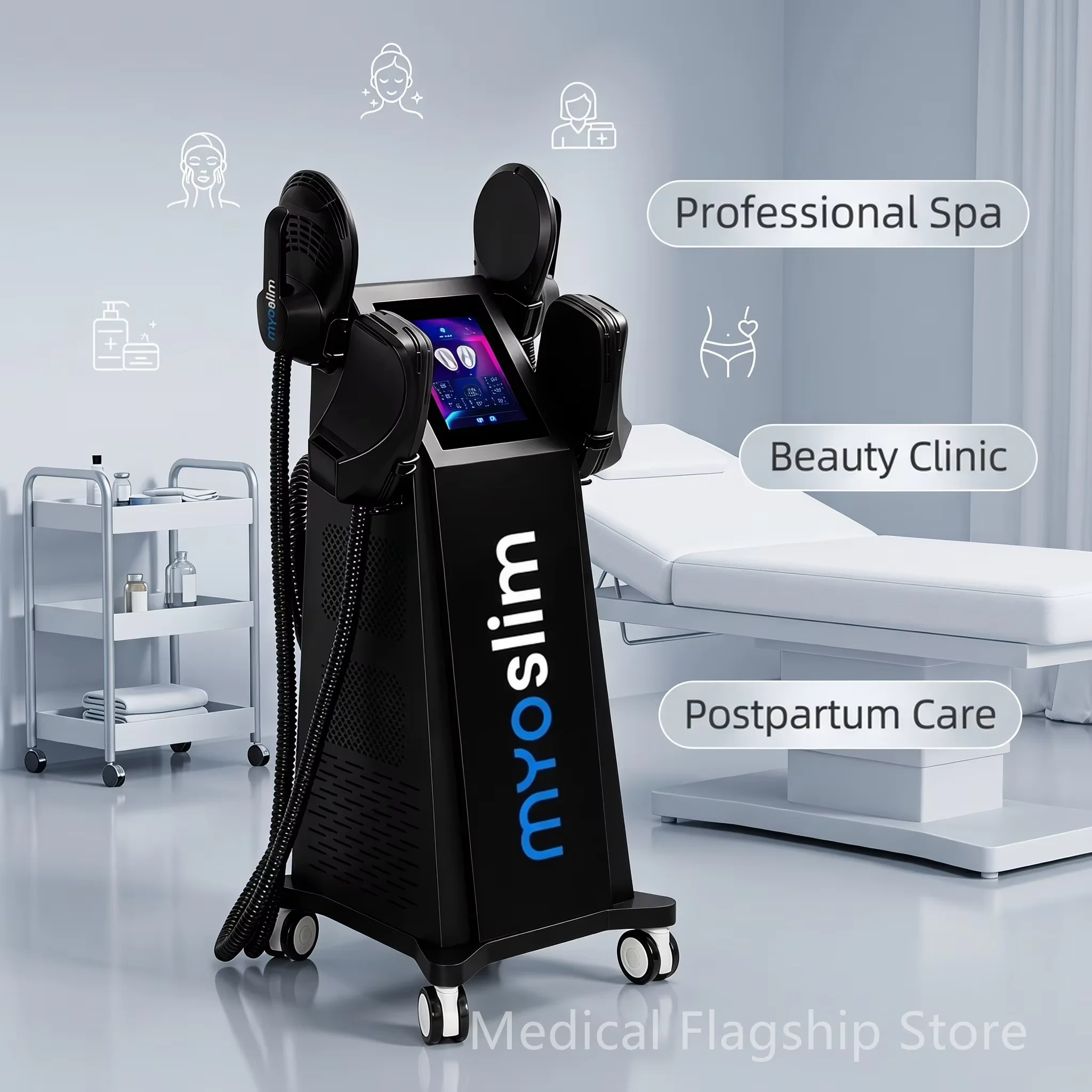 New Upgraded 15Tesla EMS Burn Fat Build Muscle Shaping 4 Handles With Radio Frequency Vibrating Body Slimming Machine
