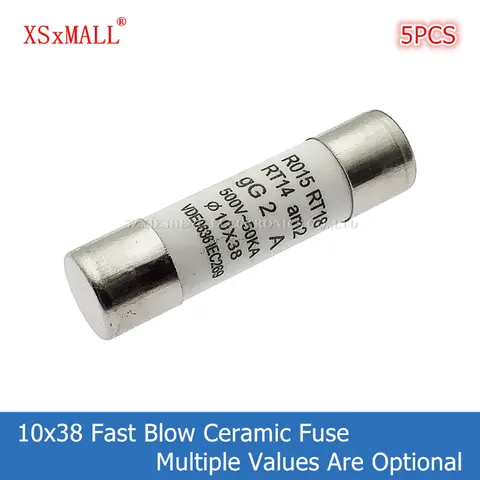 5PCS 10*38MM 빠른 블로우 세라믹 퓨즈 0.5A 1A 2A 3A 4A 5A 6A 8A 10A 16A 20A 25A 32A 40A 380V 500V RO15 RT18 RT14