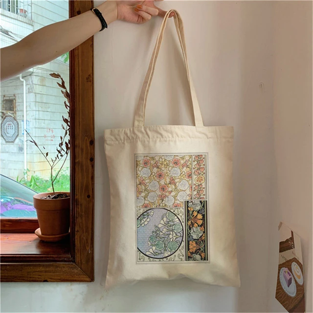 Nuova borsa a tracolla borsa in tela borse per la spesa Messenger borse bianche donna arte Kawaii arte estetica Harajuku borsa da scuola Vintage AliExpress