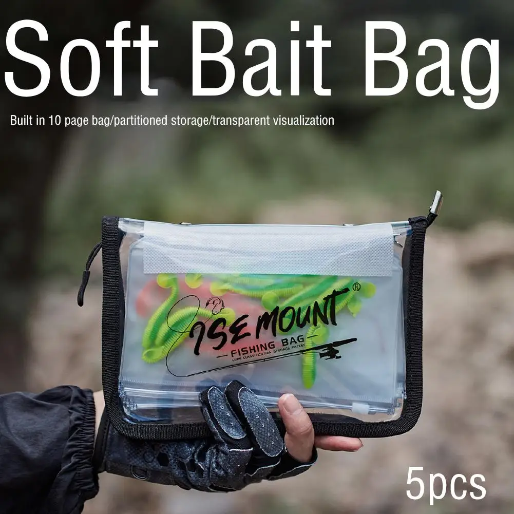 Transparent PVC Fishing Lure Bag Partitioned Soft Bait Organizer Clear Waterproof Zipper Pocket Fishing Tackle Pouch