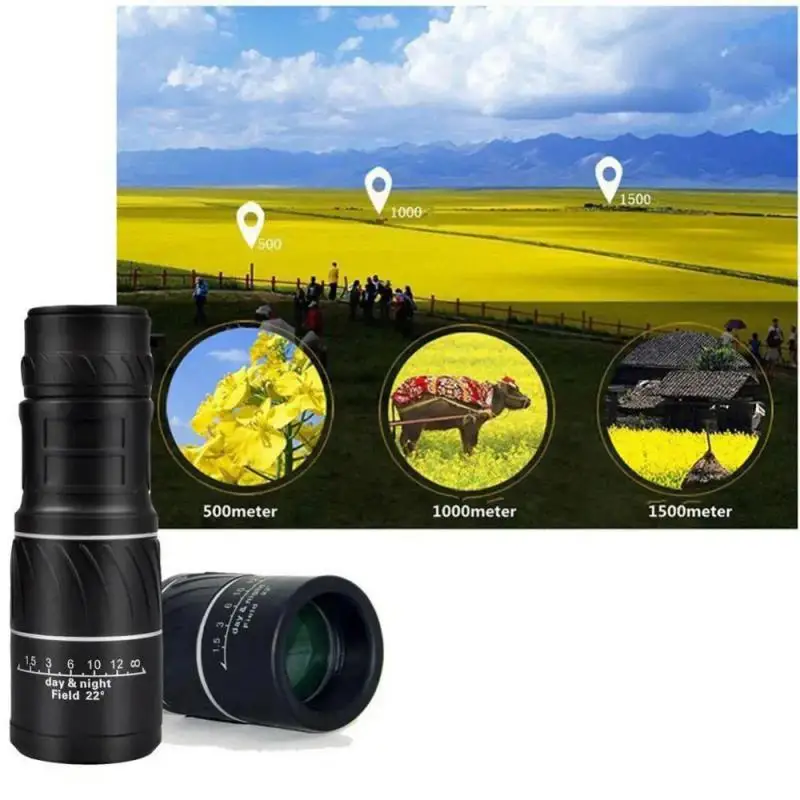 Portable 16 X 52 High Over Binoculars Telescope Monocular 66 / 8000M Plastic Binoculars Outdoor Black Outdoor Sports Telescope