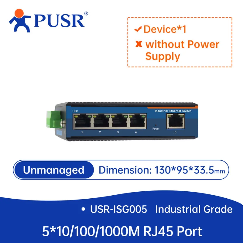 PUSR Industrial Gigabit Ethernet Switch With 10/100/1000Mbps 5/8 RJ45 Ports POE+ Plug and Play USR-ISG
