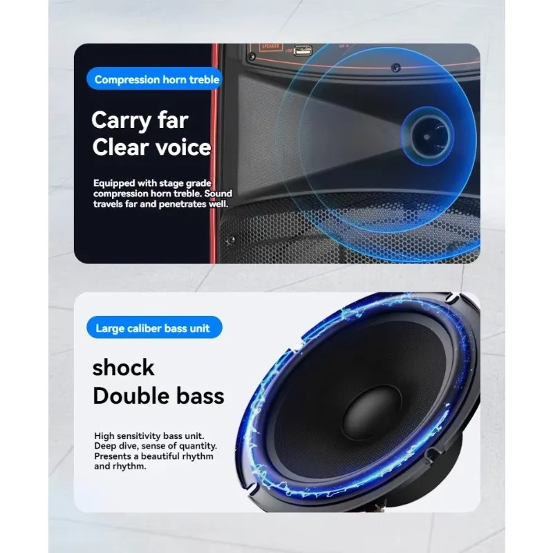 USB Wired Outdoor Square Dance Audio Performance Home Karaoke Bluetooth Pull Rod Bluetooth Speaker Wireless Microphone Bass