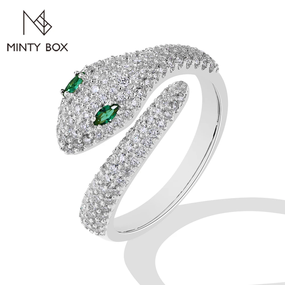 MINTYBOX S925 Sterling Silver Snake Lab Moissanite Engagement Ring for Women Diamond Rings Adjustable Wedding Fine Jewelry