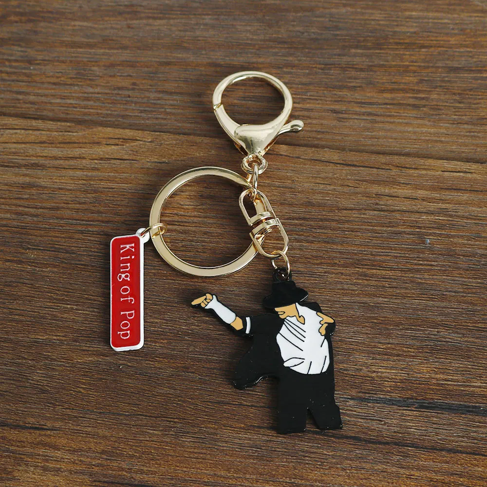 singer keychain of Dance Jackson Keychain Classic Singer Key Ring Holder Pendant Key Chains Michael Jackson Men\'s and Women\'s