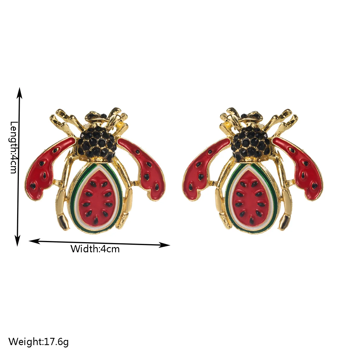 Vibrant Fruit Inlaid Beetle Brooch Pins Shiny Rhinestone Citrus Watermelon Pattern Animal Jewelry For Party Coat Decoration
