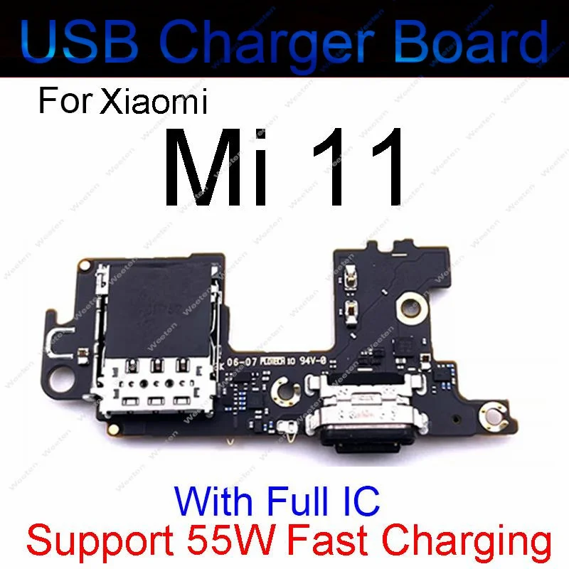 Charging Dock Board For Xiaomi Mi 11 11Lite 11 11T 11X Pro 11Ultra 11i 11X USB Charger Jack Board With Microphone&Sim Card Parts