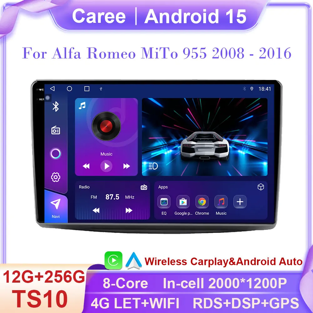 

Car Radio Multimedia Video Player For Alfa Romeo MiTo 955 2008 - 2016 Android Auto GPS Navigation Bluetooth WiFi 4G QLED No 2din