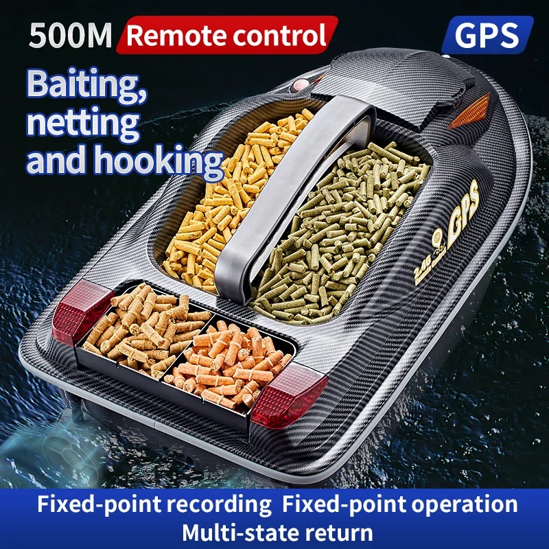 Voice Remote Control Large RC Fishing Boats Fish Detector，500m, 3 compartments, Load 4KG Intelligent Cruise Control ，Bait  Hook