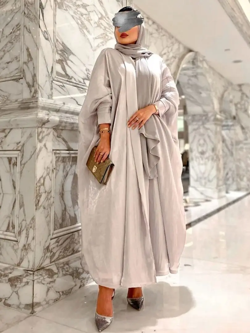 Evening Party Dubai Abaya Shimmer and Sheer Fabric Butterfly Sleeves Islamic Clothing Kaftan Muslim Women Ramdan Eid Hijabi Robe