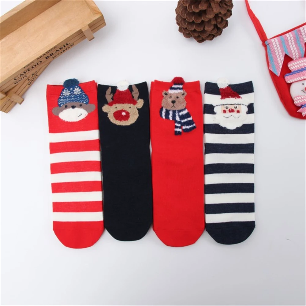 3 Paare/los frauen Casual Winter Weihnachten Socken Deer Fuchs Bär Hund Elch Baumwolle Cartoon Warme Weiche Sokken Weihnachten Geschenk dropship – Detail 24