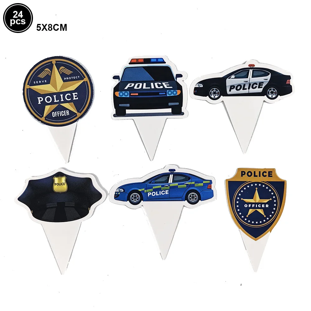 Police Party Supplies Decorations Banner Cake Topper Police Officer And Car Theme 5th Birthday Balloon Set Kids Party Supplies