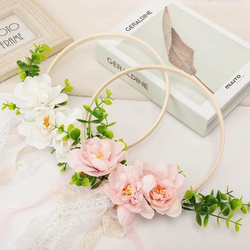 

ZML Round Bridal Bouquet Bridesmaid Simulation Flower Portable Wreath Photography Props Wedding Dress Accessories