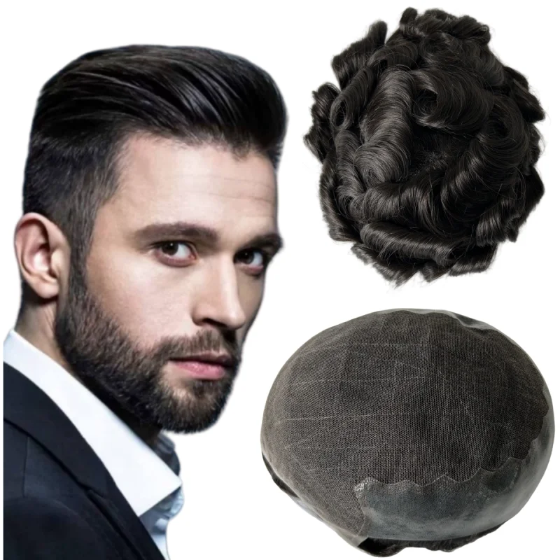 

Бирманские девственные человеческие волосы Шиньоны # 1B черный цвет 8x10 Q6 парик швейцарский кружевной блок для азиатских мужчин