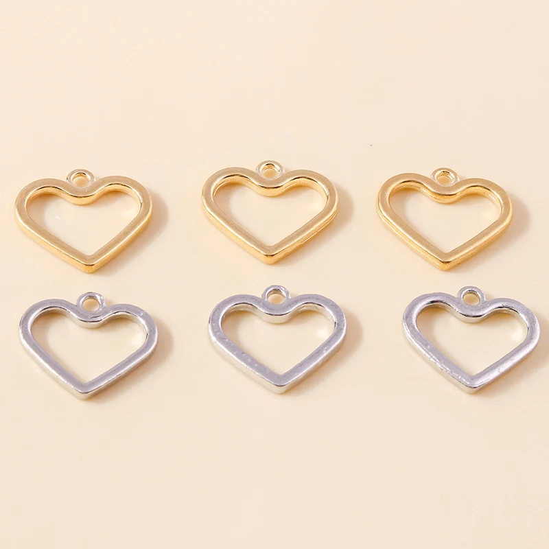 20 Stück 18x16mm Niedliche Gold- und Silberfarbene Legierungs-Herzanhänger für Schmuckherstellung, Halsketten, Ohrringe, DIY-Bastelgeschenk – Detail 2