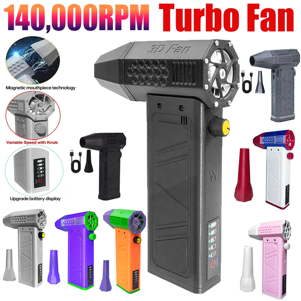 52M/S Portable Turbo Fan 140,000RPM Air Blower Turbo Jet Fan Handheld Mini Dust Cleaner High Speed Air Duster Gun Cleaning Tool