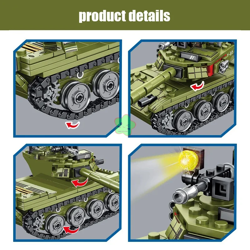 New 336pcs Military 85 Main Battle Tank Building Blocks WW2 Army Soldier Figures Bricks Educational Toys for Children Boy Gift